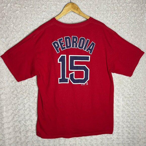 Vintage Boston Red Sox‎ Dustin Pedroia Shirt XL #15 Majestic Athletic Men's Red - Picture 5 of 6